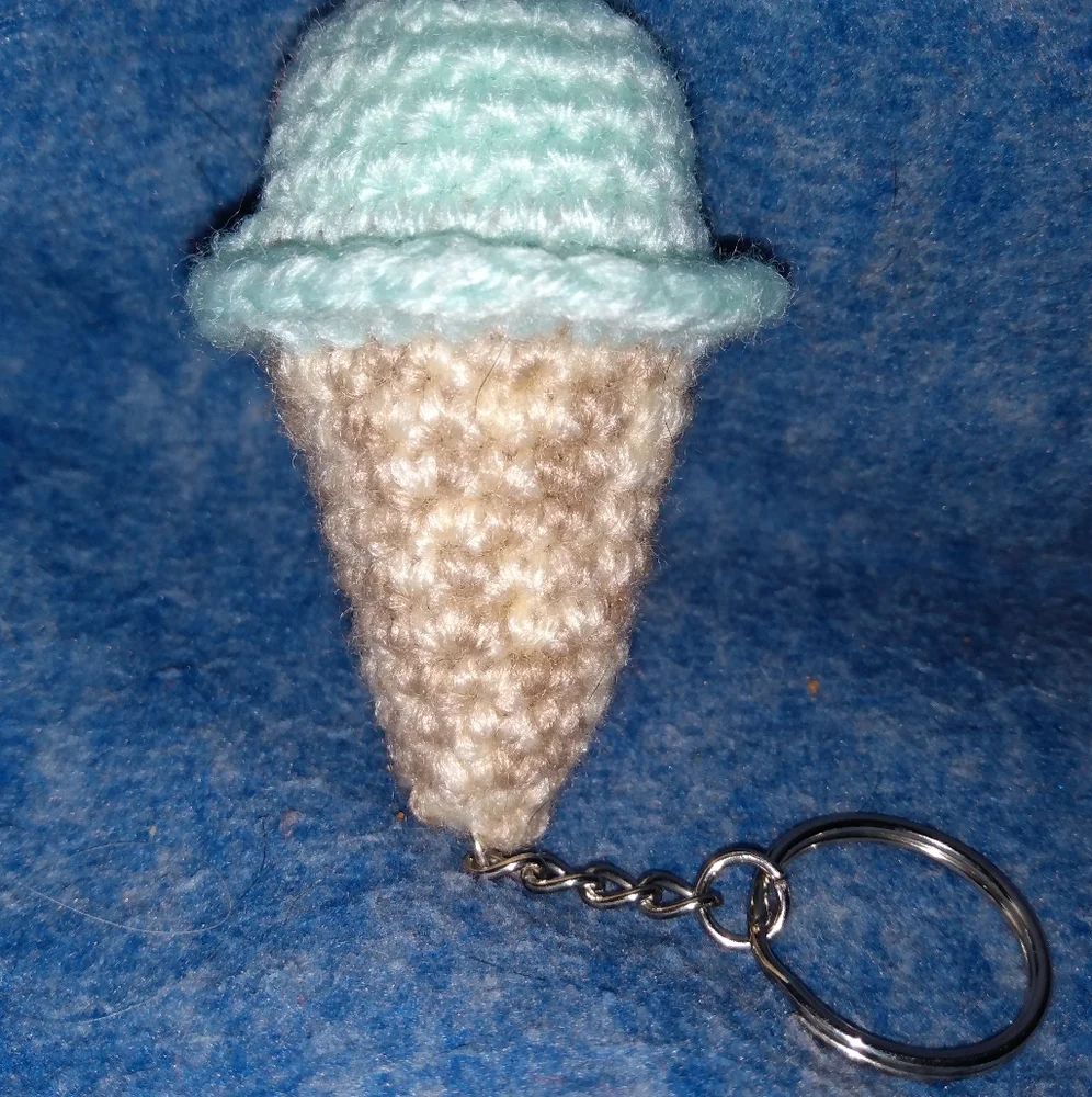 SOLD! Ice-cream Cone Crochet Keychain HANDCRAFTED Handmade - Picture 2 of 5